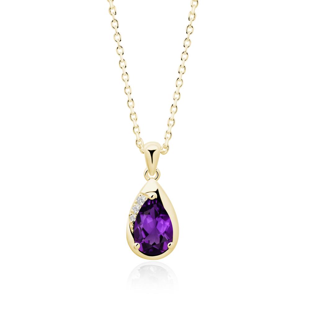 Modernist Teardrop Amethyst Necklace - LUO Jewelry #metal_18k yellow gold