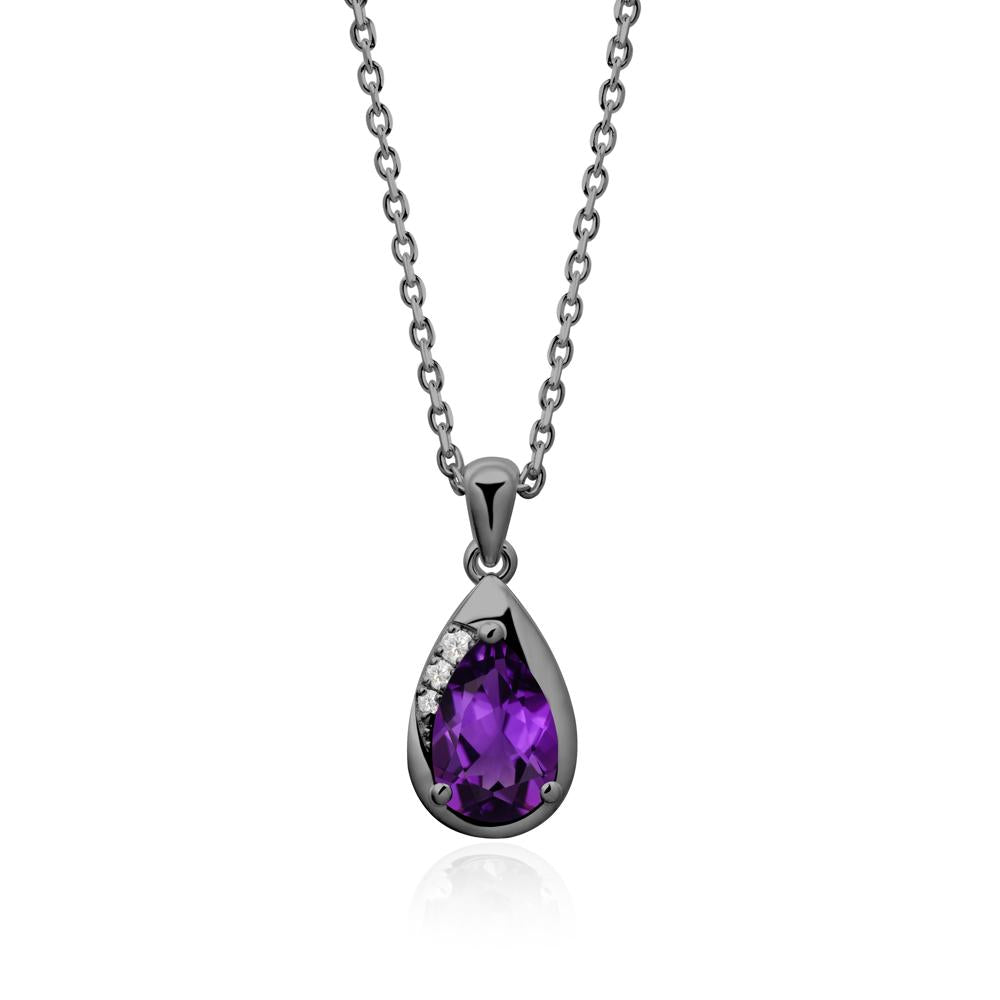 Modernist Teardrop Amethyst Necklace - LUO Jewelry #metal_black finish sterling silver