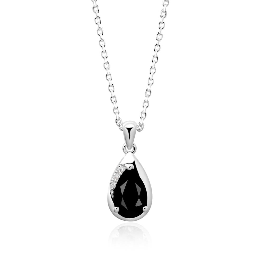 Modernist Teardrop Black Spinel Pendant - LUO Jewelry #metal_18k white gold