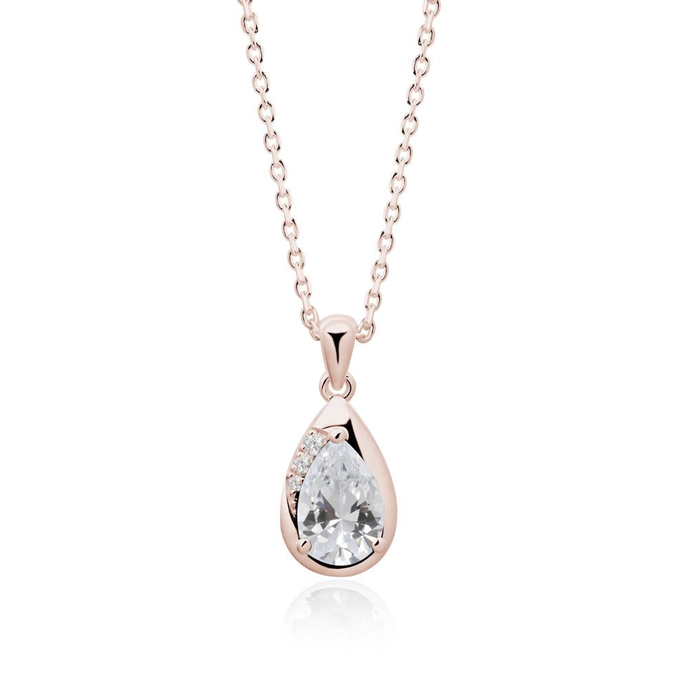 Modernist Teardrop Cubic Zirconia Pendant - LUO Jewelry #metal_14k rose gold