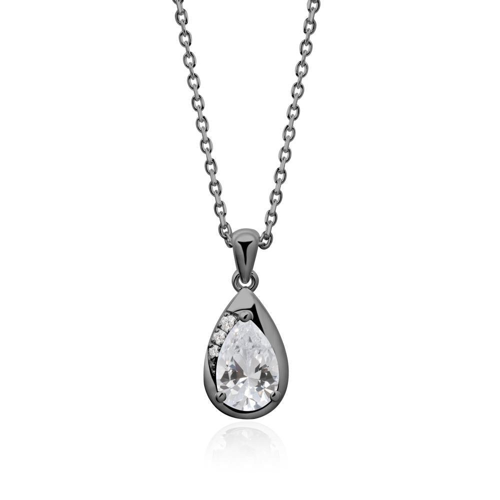 Modernist Teardrop Cubic Zirconia Pendant - LUO Jewelry #metal_black finish sterling silver