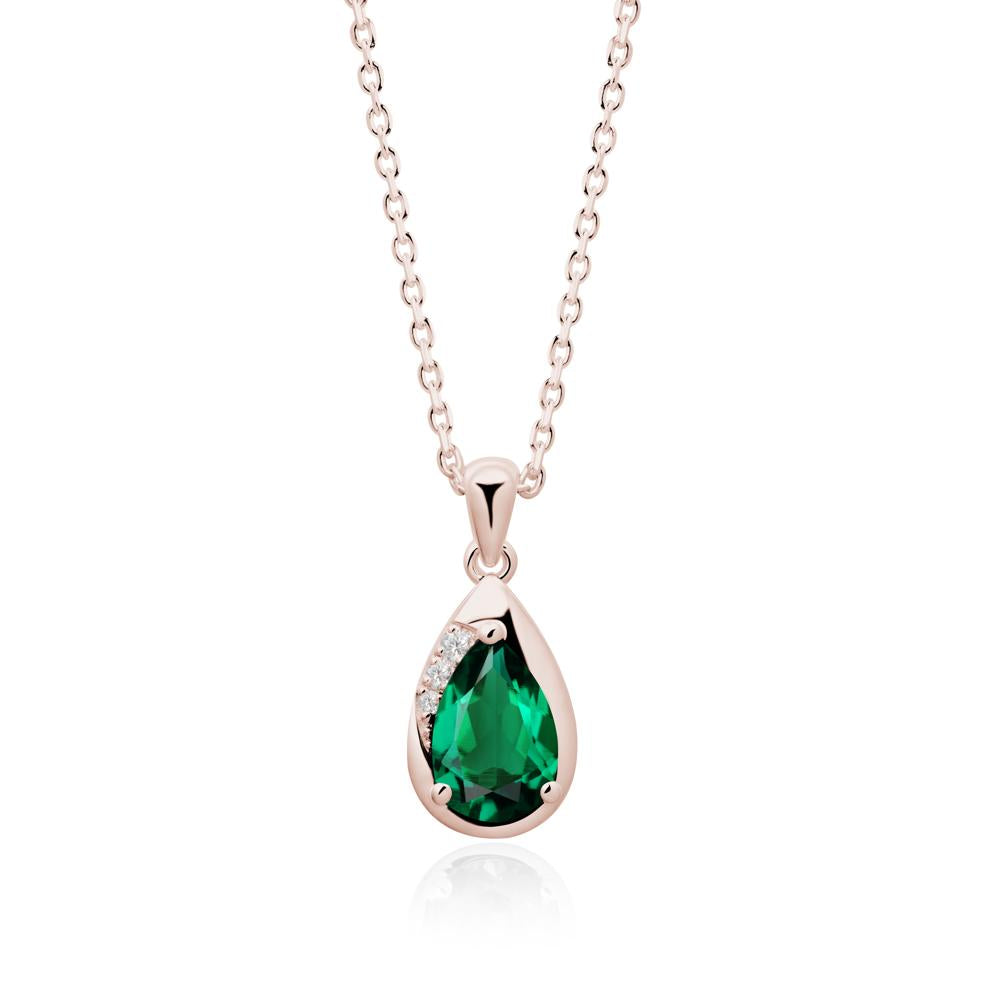 Modernist Teardrop Emerald Necklace - LUO Jewelry #metal_14k rose gold