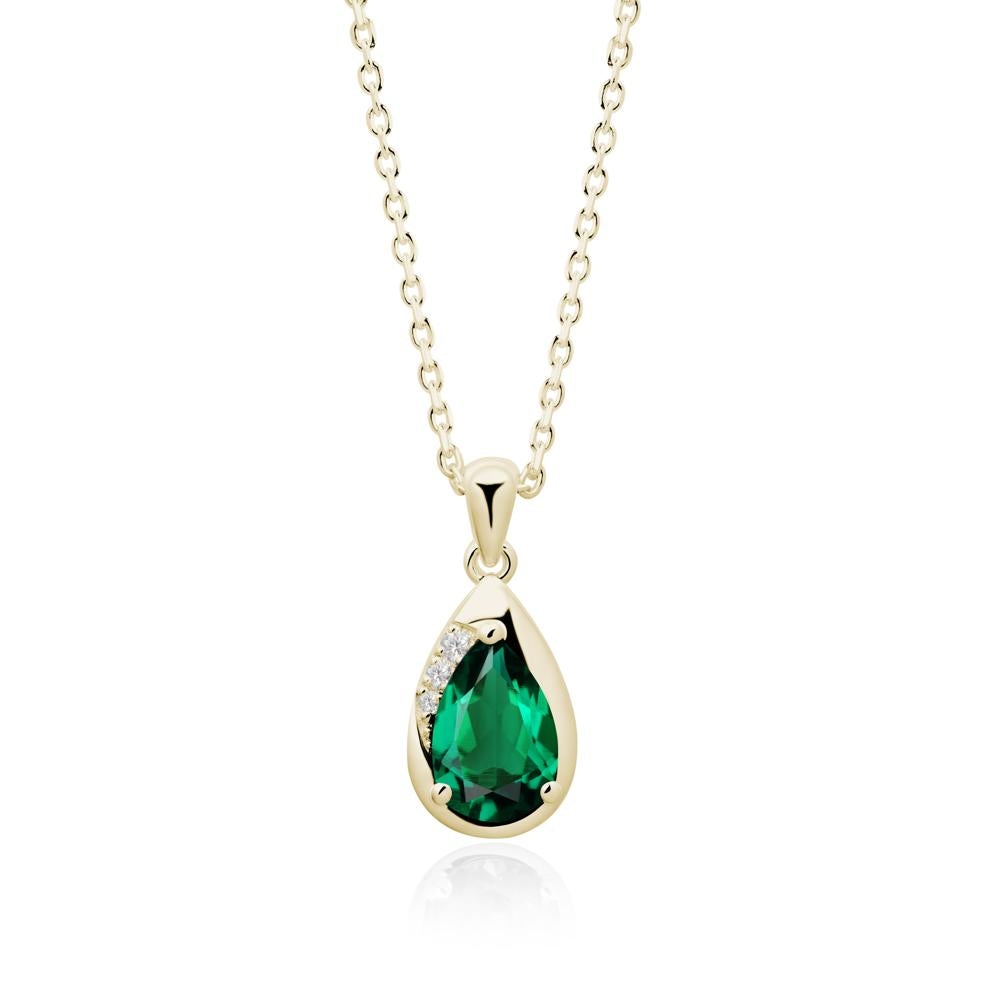 Modernist Teardrop Emerald Necklace - LUO Jewelry #metal_14k yellow gold