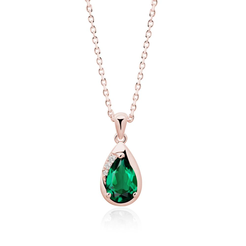 Modernist Teardrop Emerald Necklace - LUO Jewelry #metal_18k rose gold