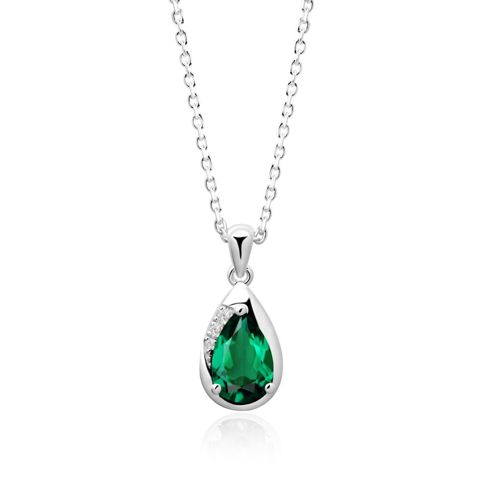 Modernist Teardrop Emerald Necklace - LUO Jewelry #metal_18k white gold