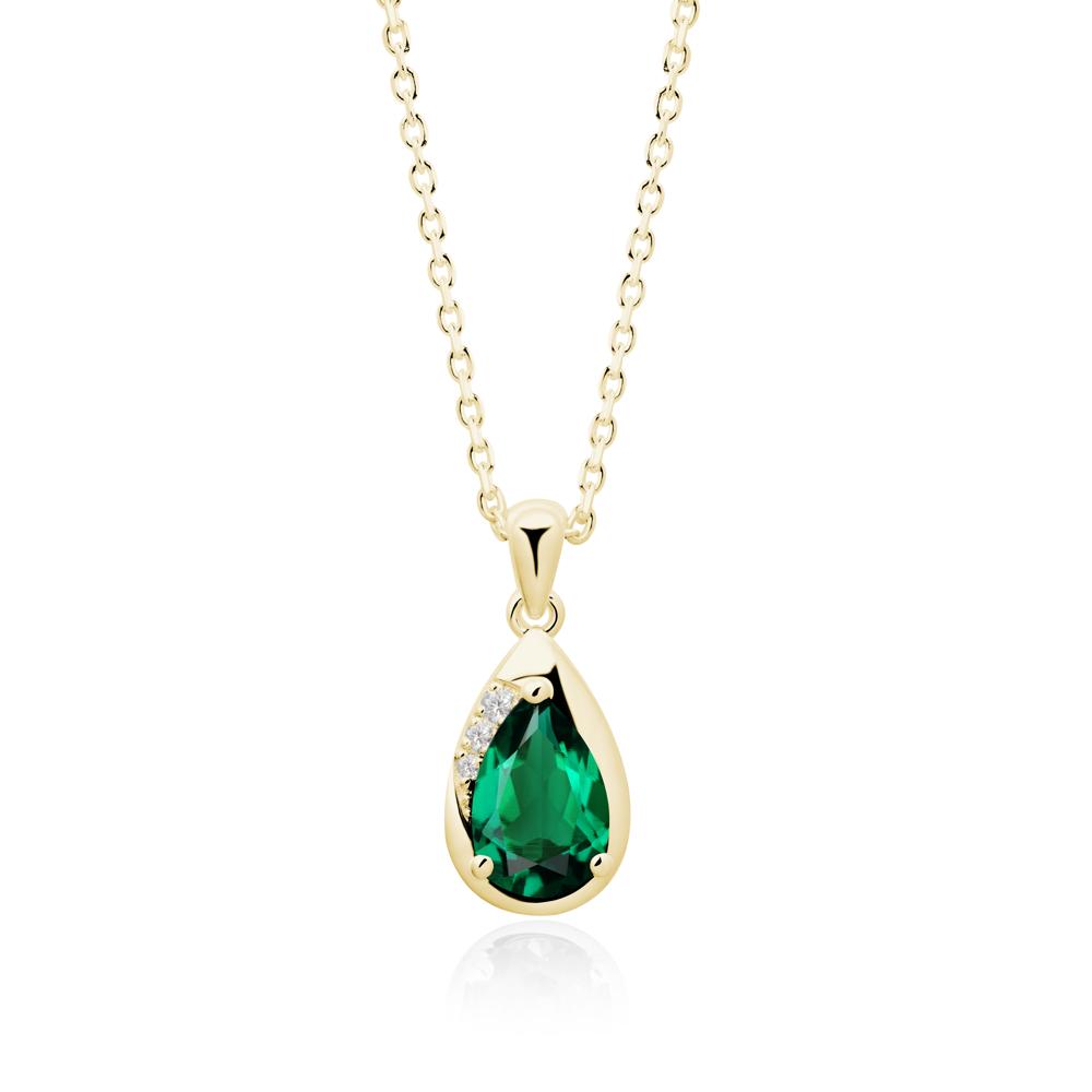 Modernist Teardrop Emerald Necklace - LUO Jewelry #metal_18k yellow gold