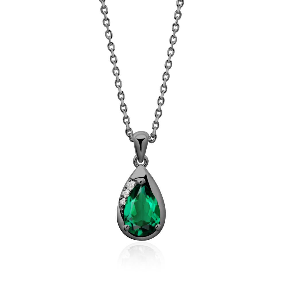 Modernist Teardrop Emerald Necklace - LUO Jewelry #metal_black finish sterling silver