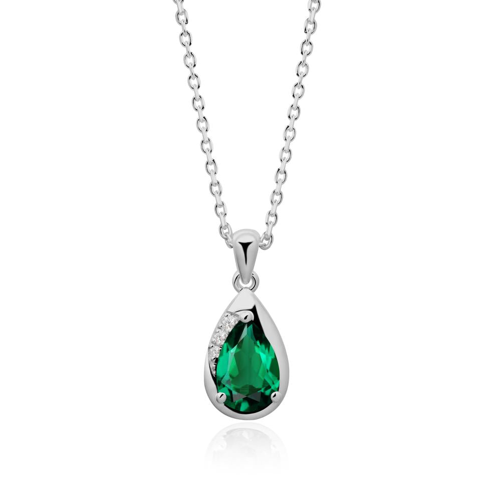 Modernist Teardrop Emerald Necklace - LUO Jewelry #metal_platinum