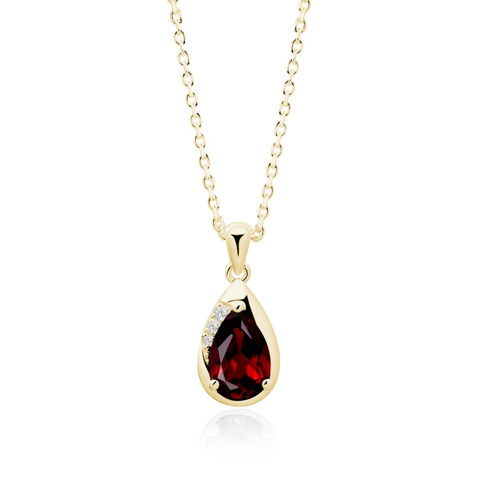 Modernist Teardrop Garnet Pendant - LUO Jewelry #metal_18k yellow gold