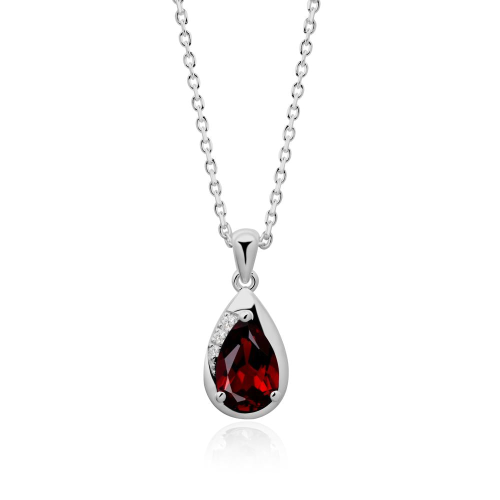 Modernist Teardrop Garnet Pendant - LUO Jewelry #metal_platinum