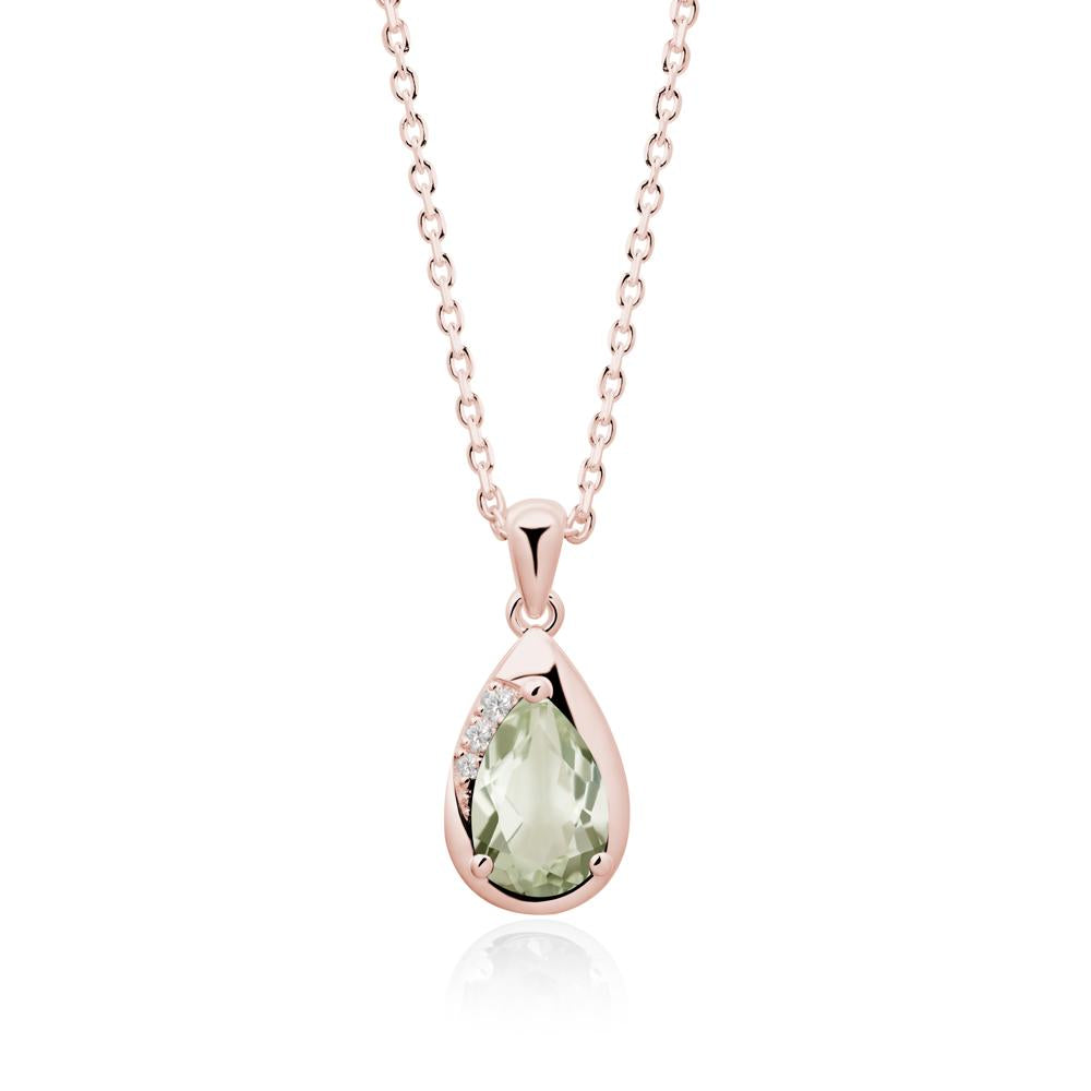 Modernist Pear Shaped Green Amethyst Necklace - LUO Jewelry #metal_18k rose gold