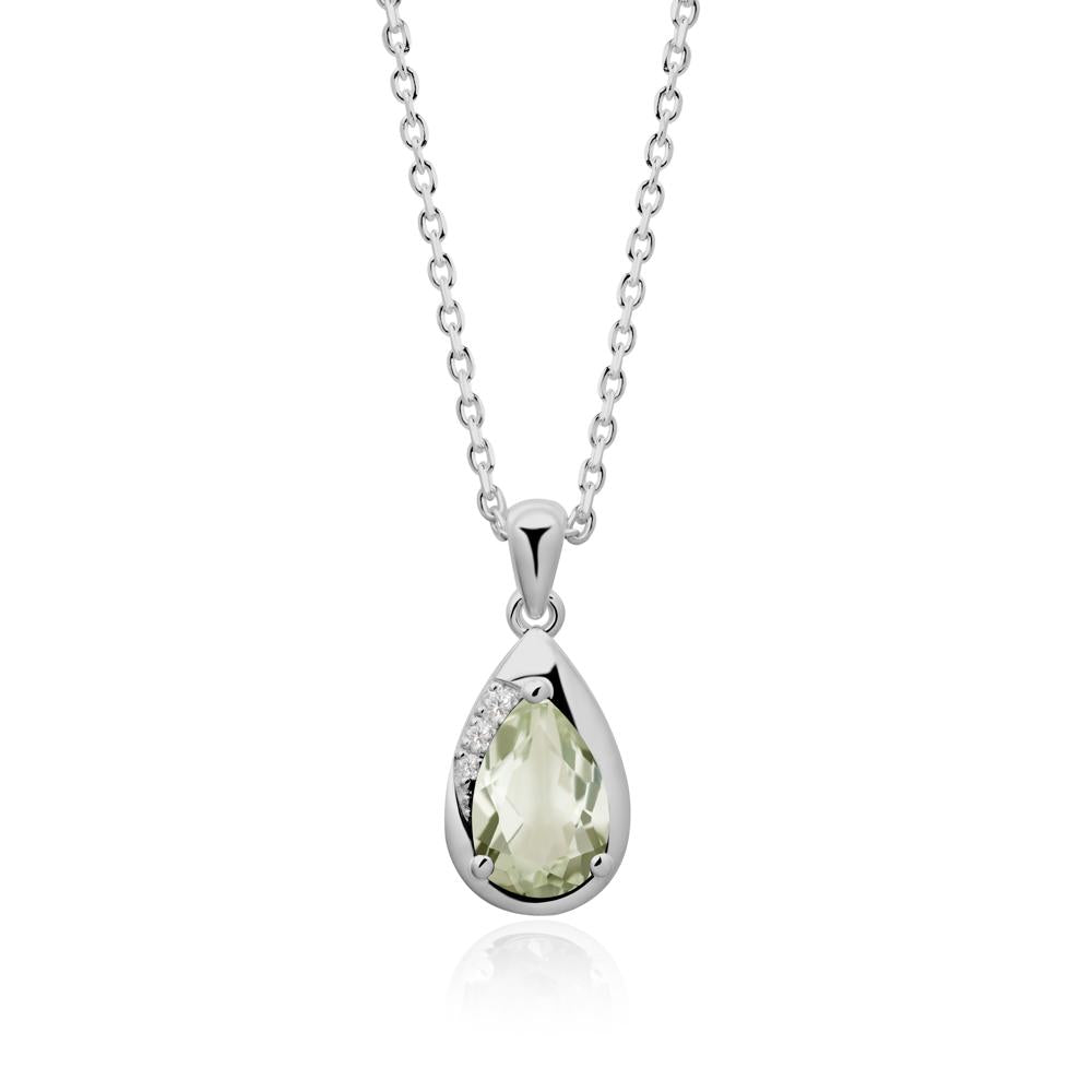 Modernist Pear Shaped Green Amethyst Necklace - LUO Jewelry #metal_platinum