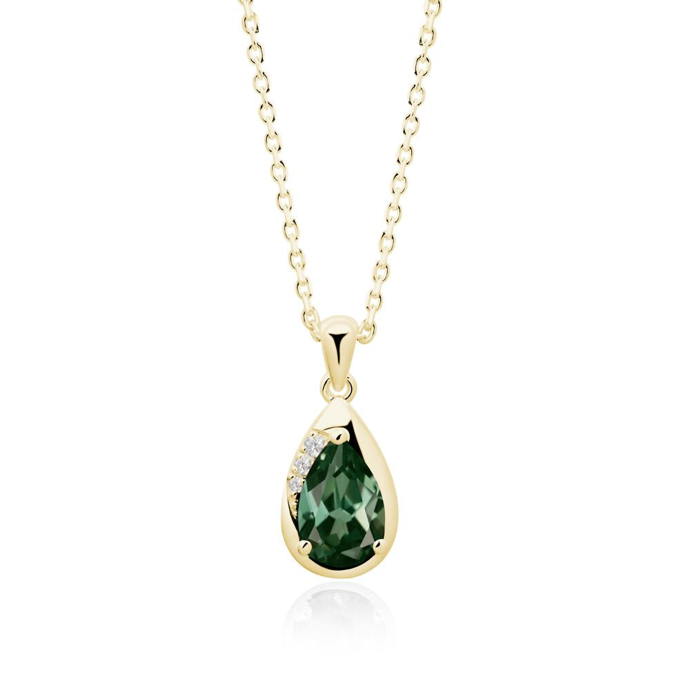 Modernist Pear Shaped Green Sapphire Necklace - LUO Jewelry #metal_18k yellow gold