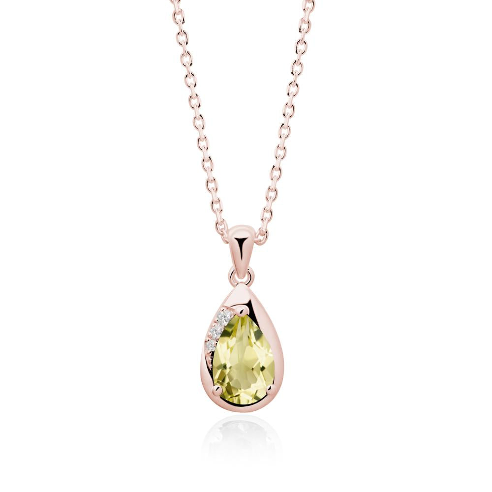 Modernist Teardrop Lemon Quartz Necklace - LUO Jewelry #metal_18k rose gold