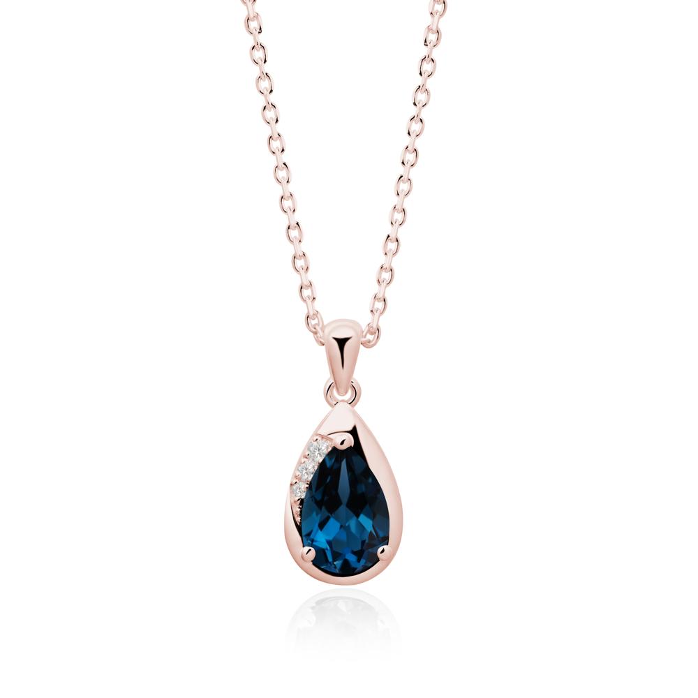 Modernist Teardrop London Blue Topaz Necklace - LUO Jewelry #metal_18k rose gold
