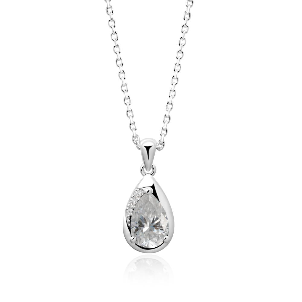 Modernist Teardrop Moissanite Pendant - LUO Jewelry #metal_18k white gold