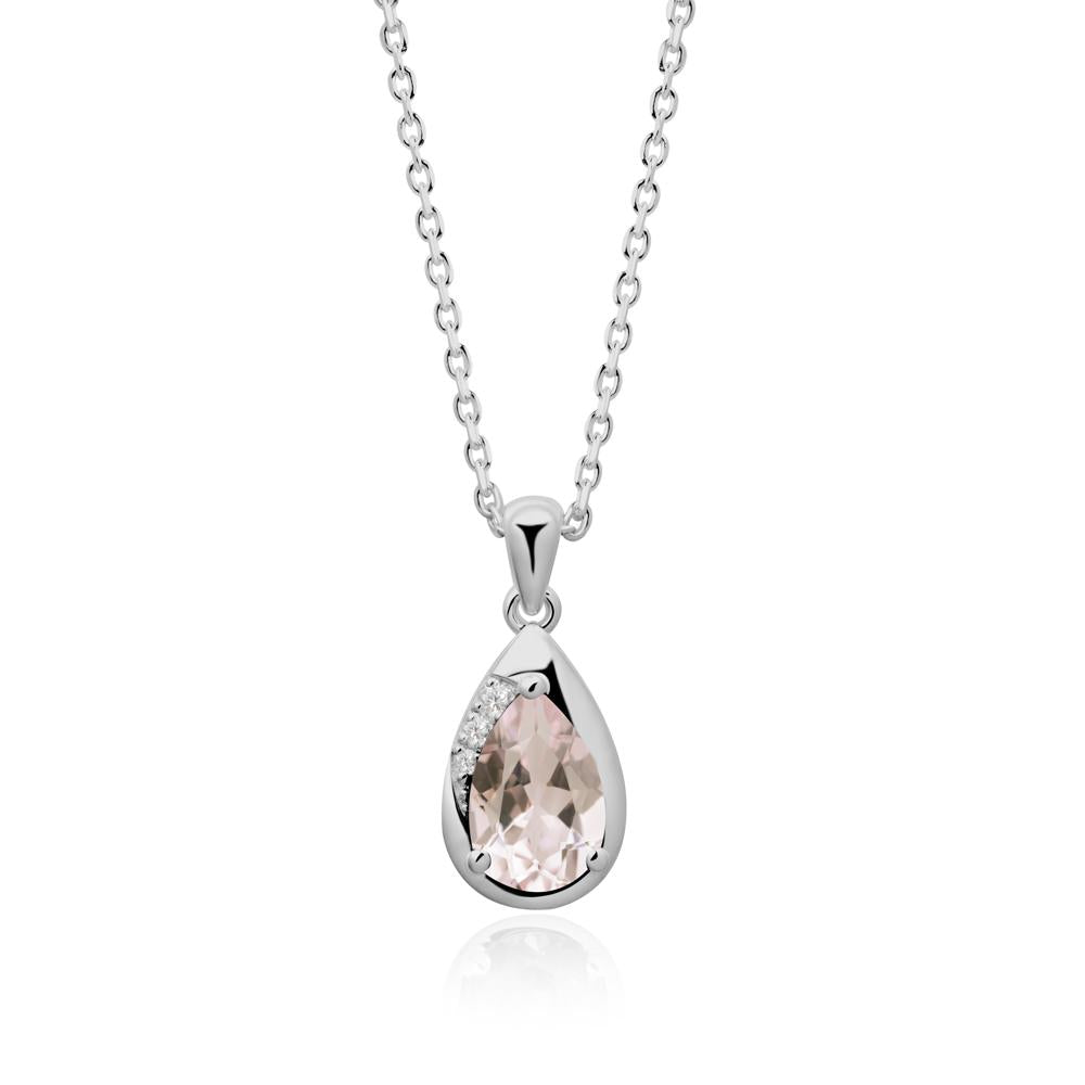 Modernist Pear Shaped Morganite Necklace - LUO Jewelry #metal_platinum