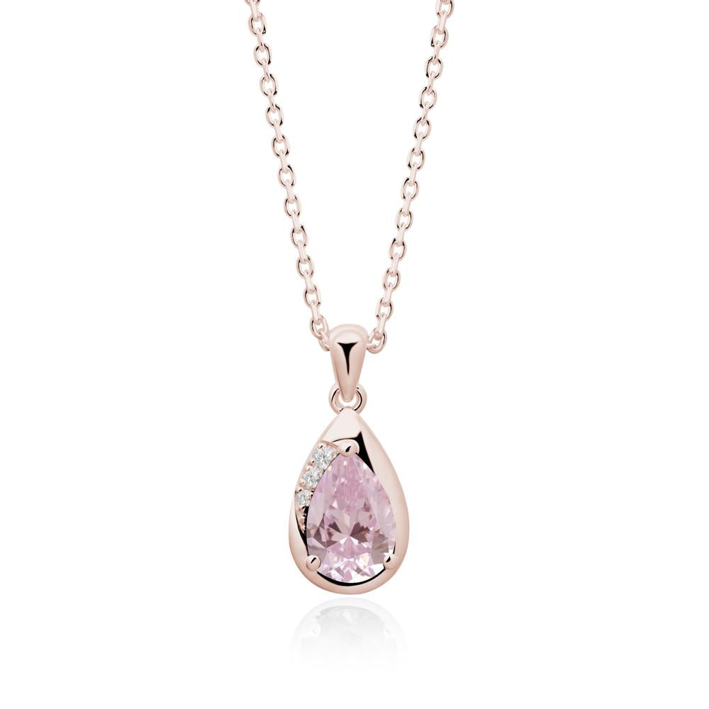 Modernist Pear Shaped Pink Cubic Zirconia Necklace - LUO Jewelry #metal_14k rose gold