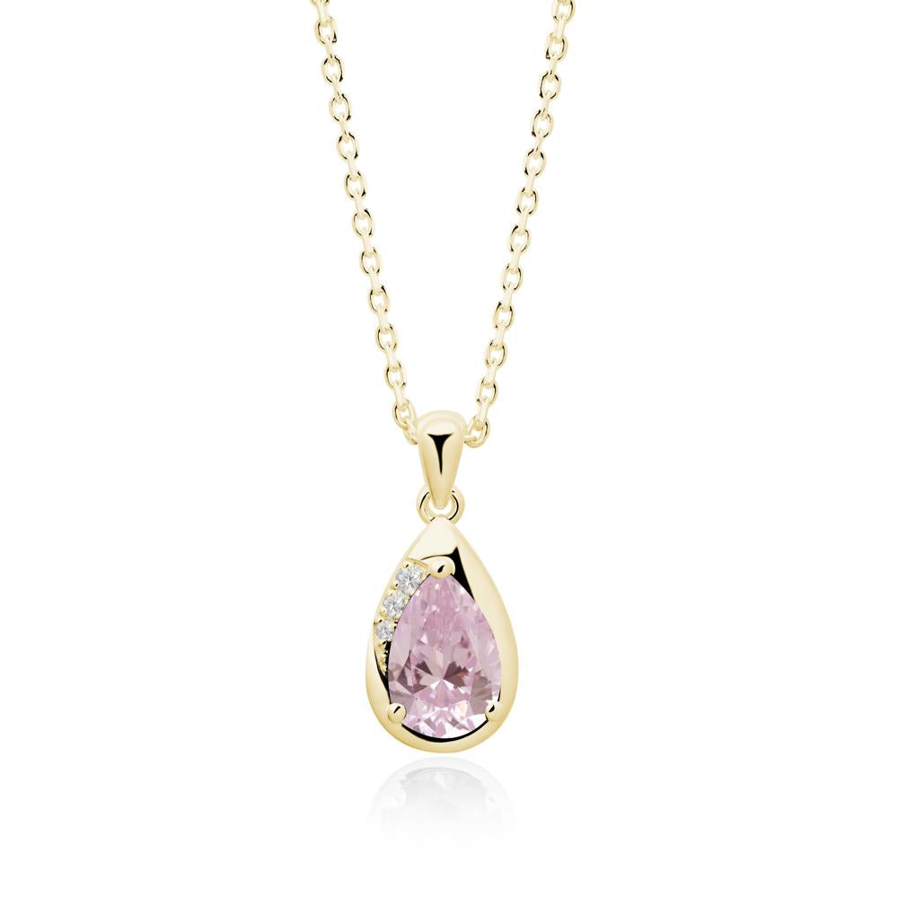 Modernist Pear Shaped Pink Cubic Zirconia Necklace - LUO Jewelry #metal_18k yellow gold