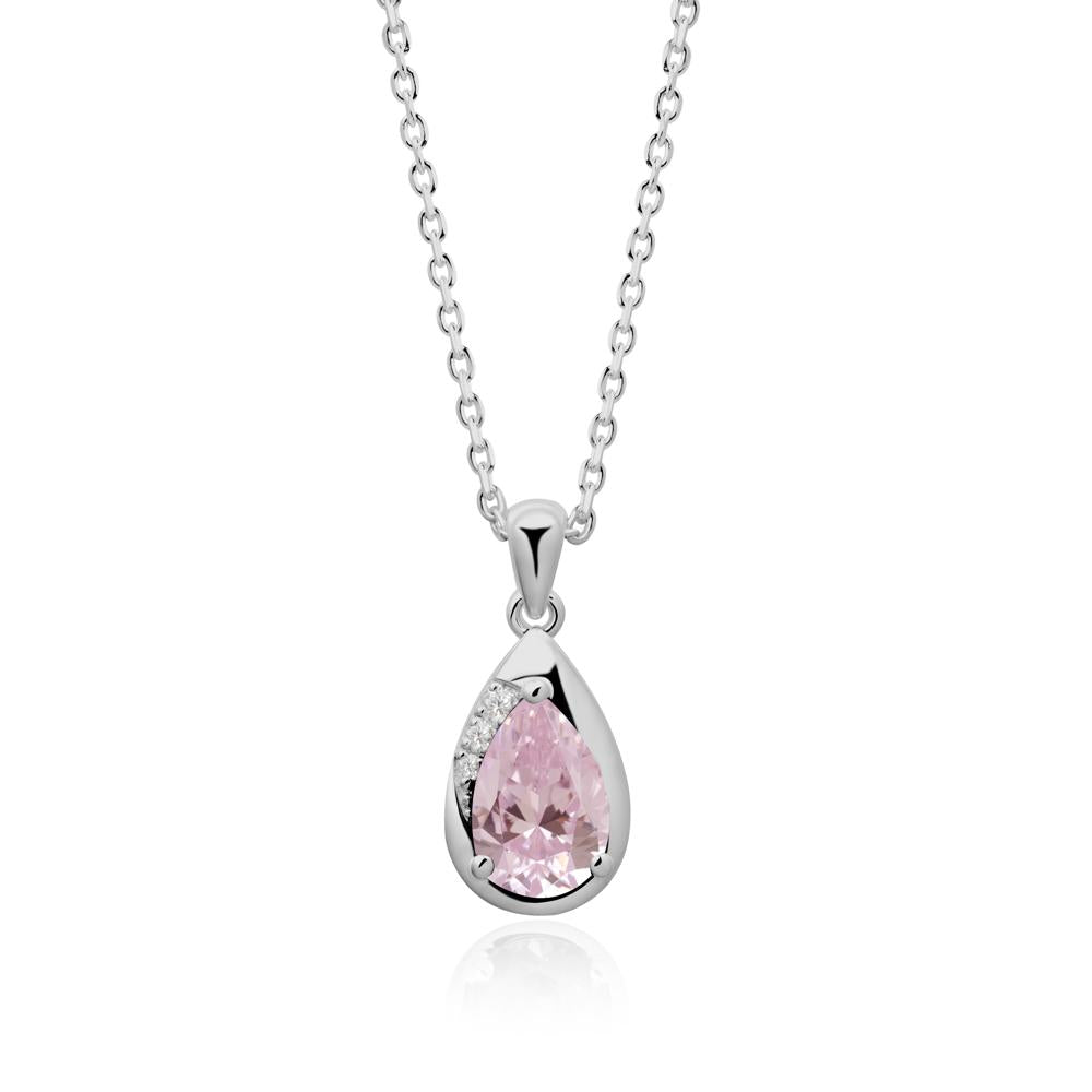 Modernist Pear Shaped Pink Cubic Zirconia Necklace - LUO Jewelry #metal_platinum