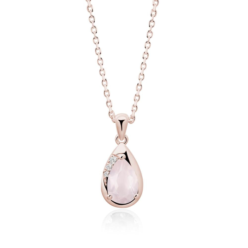 Modernist Pear Shaped Rose Quartz Necklace - LUO Jewelry #metal_14k rose gold
