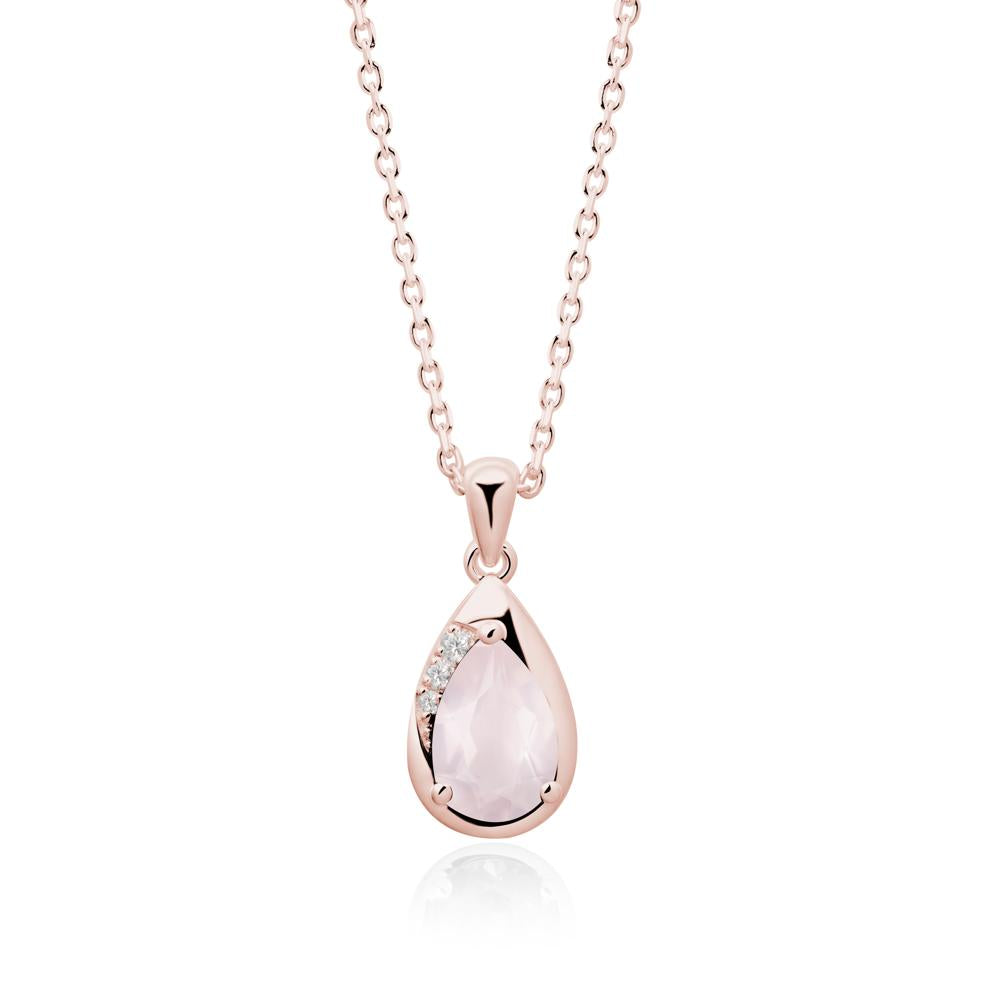 Modernist Pear Shaped Rose Quartz Necklace - LUO Jewelry #metal_18k rose gold