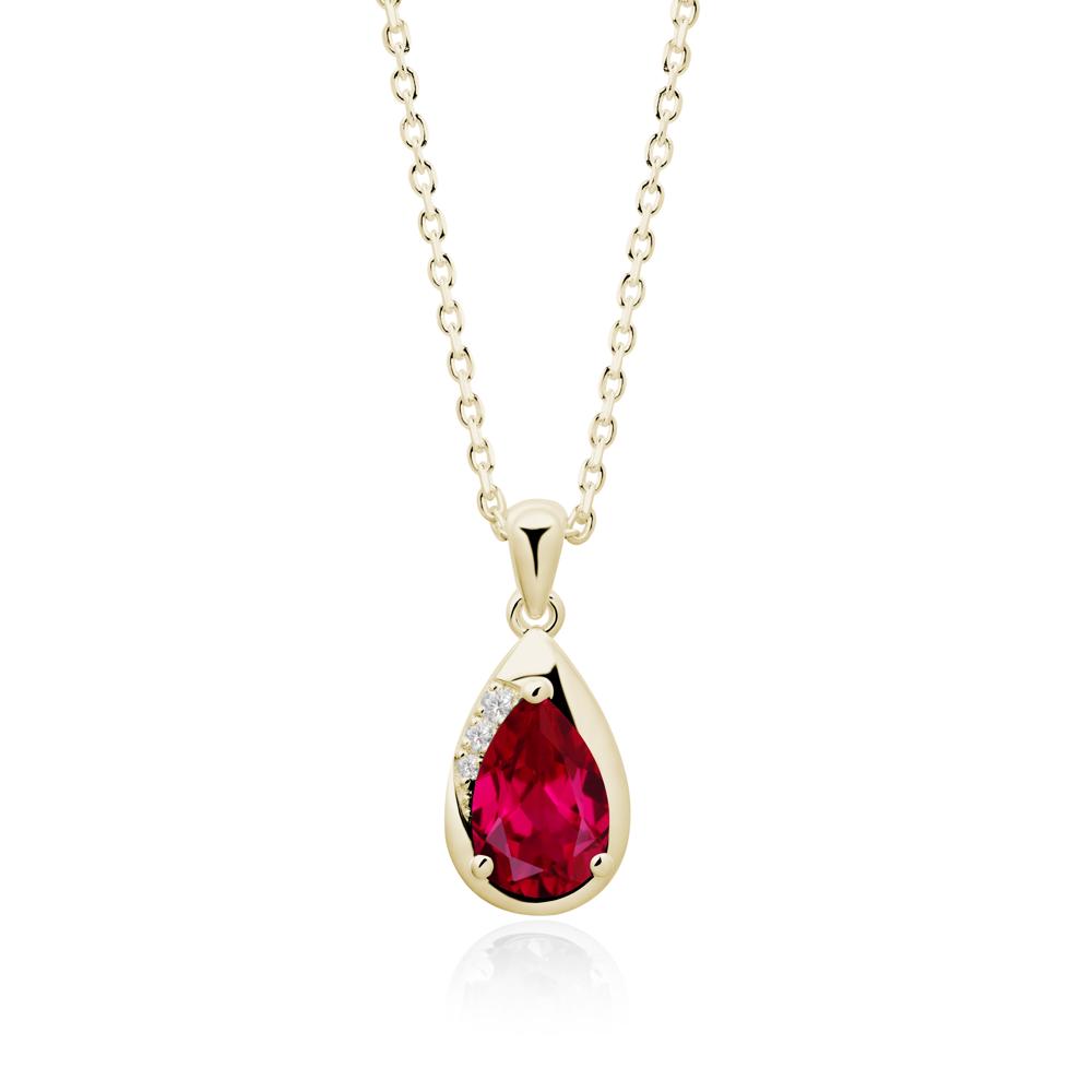 Modernist Teardrop Ruby Pendant - LUO Jewelry #metal_14k yellow gold