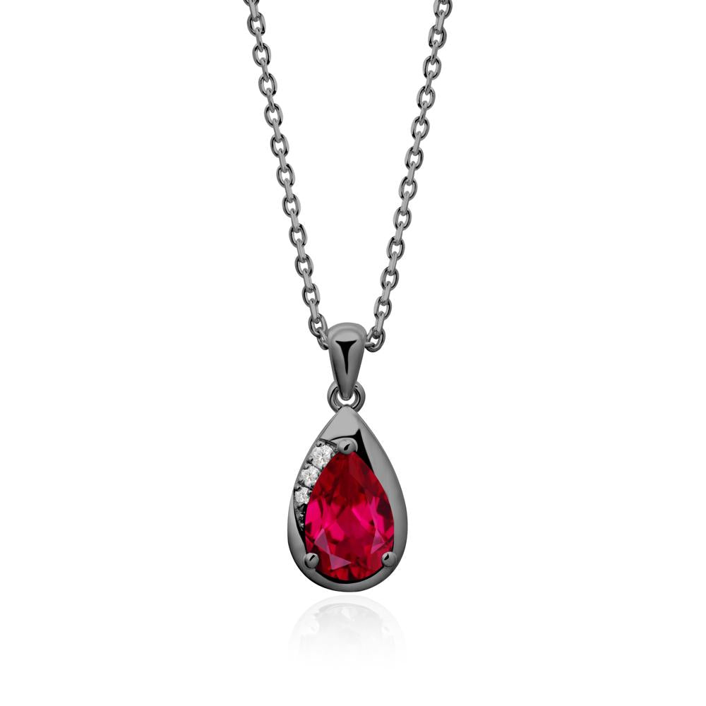 Modernist Teardrop Ruby Pendant - LUO Jewelry #metal_black finish sterling silver