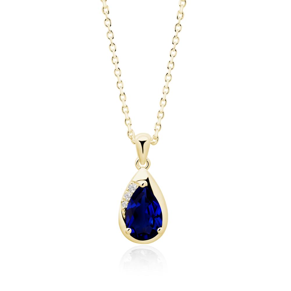 Modernist Teardrop Sapphire Necklace - LUO Jewelry #metal_18k yellow gold