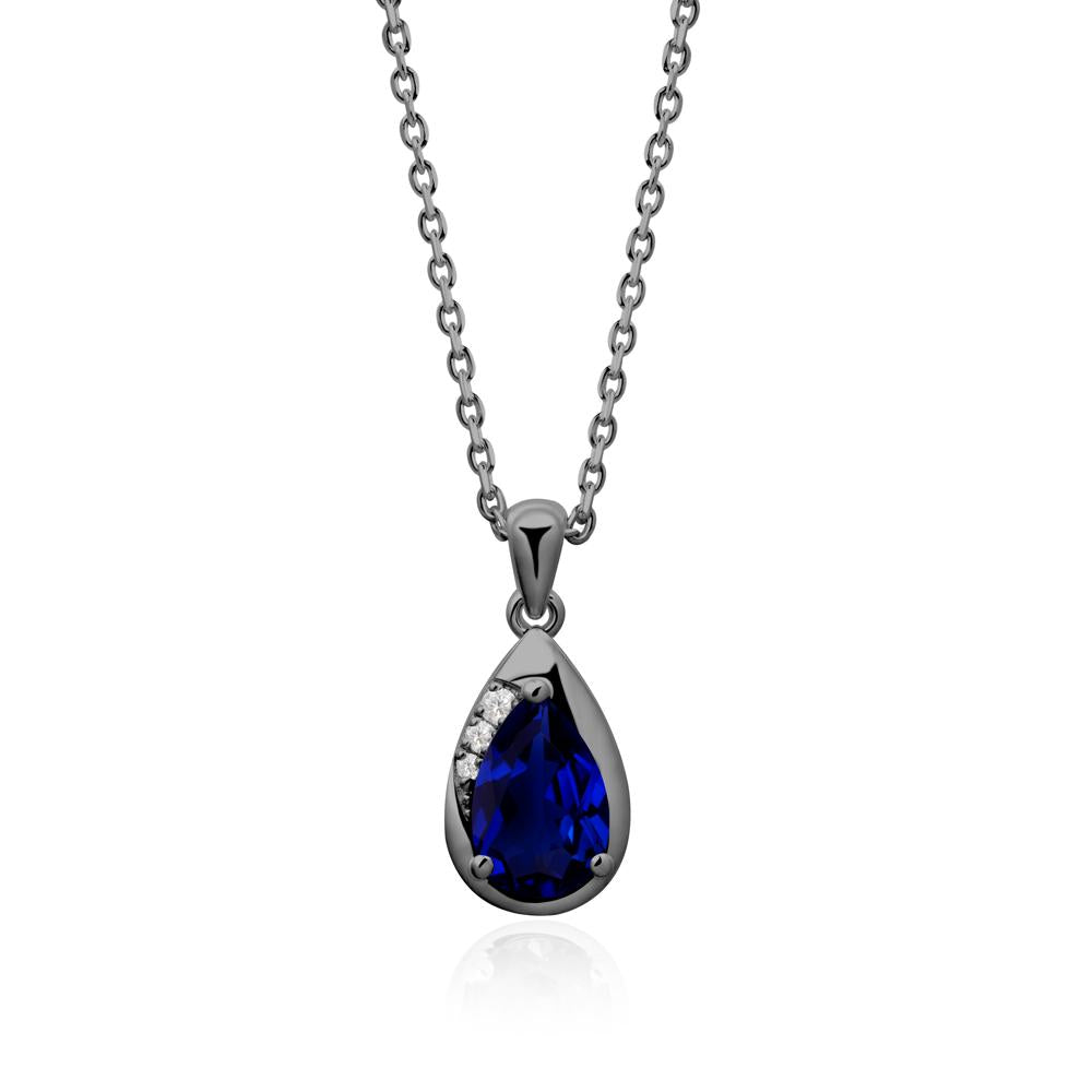 Modernist Teardrop Sapphire Necklace - LUO Jewelry #metal_black finish sterling silver