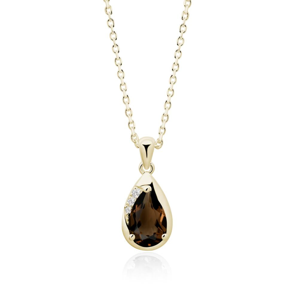 Modernist Pear Shaped Smoky Quartz Necklace - LUO Jewelry #metal_14k yellow gold