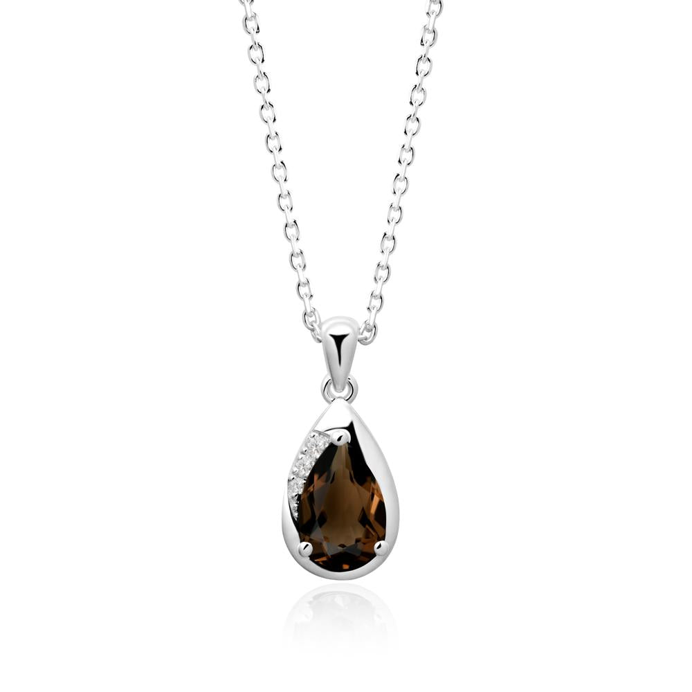 Modernist Pear Shaped Smoky Quartz Necklace - LUO Jewelry #metal_sterling silver