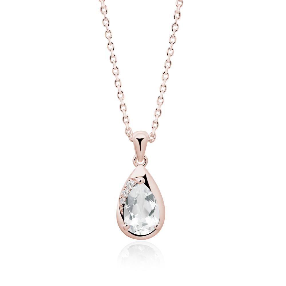 Modernist Teardrop White Topaz Necklace - LUO Jewelry #metal_14k rose gold