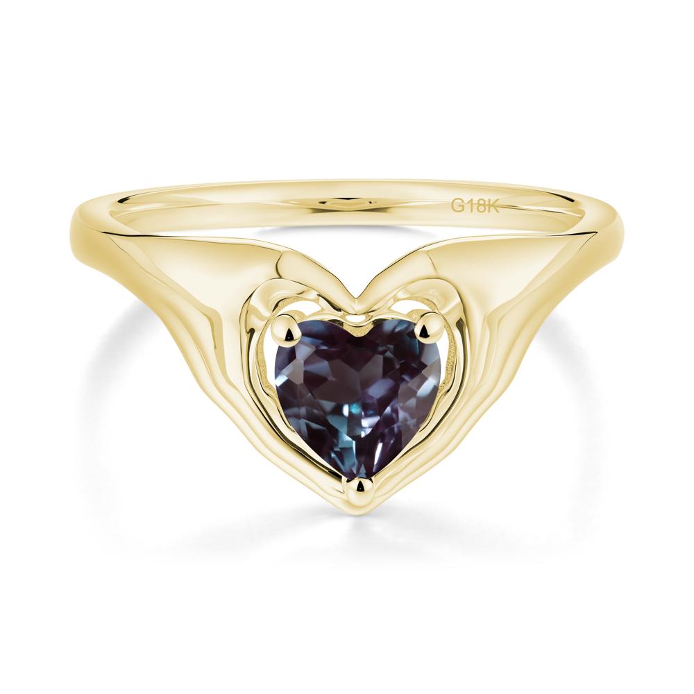 Alexandrite Claddagh Promise Ring - LUO Jewelry #metal_18k yellow gold