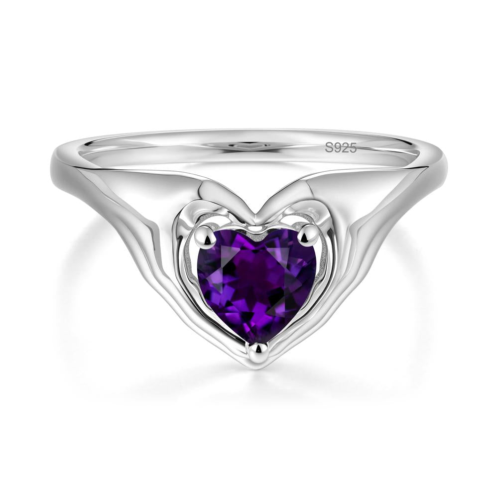 Heart Shapped Amethyst Claddagh Ring - LUO Jewelry #metal_sterling silver