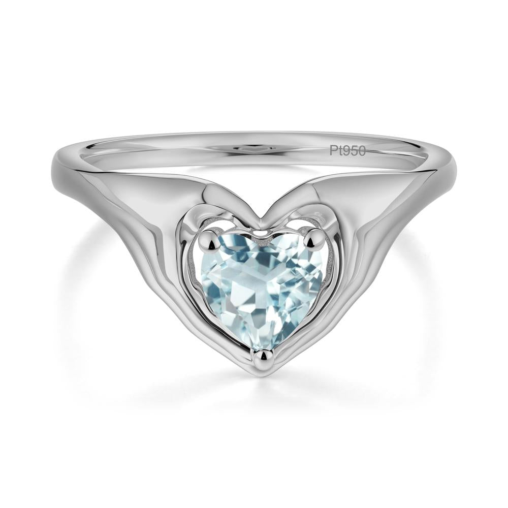 Aquamarine Claddagh Promise Ring - LUO Jewelry #metal_platinum