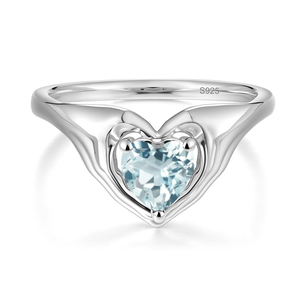Aquamarine Claddagh Promise Ring - LUO Jewelry #metal_sterling silver