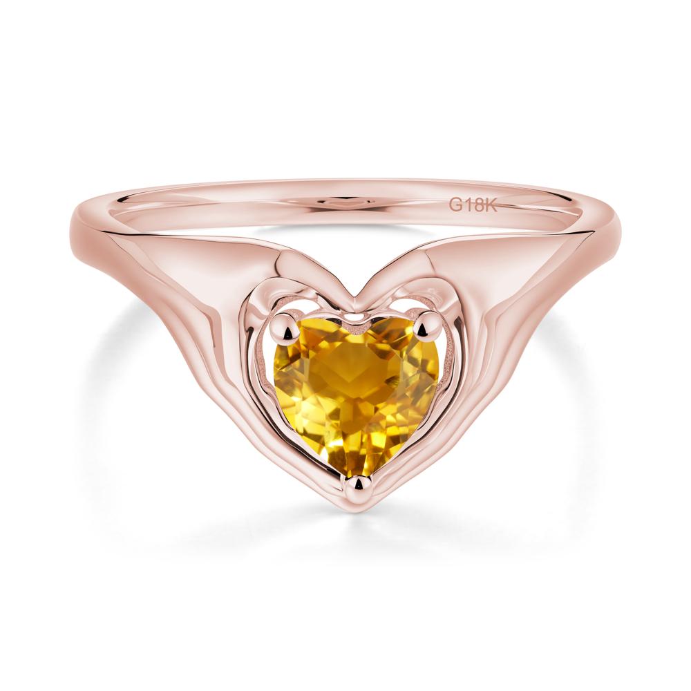 Heart Shapped Citrine Claddagh Ring - LUO Jewelry #metal_18k rose gold
