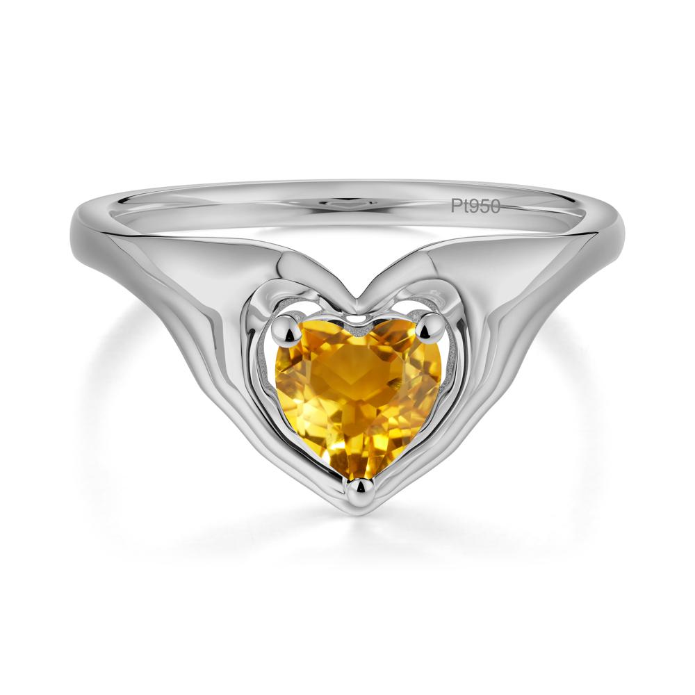 Heart Shapped Citrine Claddagh Ring - LUO Jewelry #metal_platinum