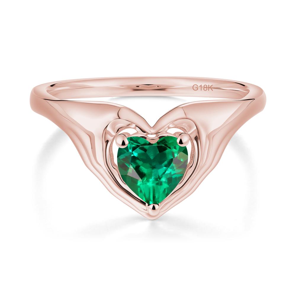 Heart Shapped Emerald Claddagh Ring - LUO Jewelry #metal_18k rose gold