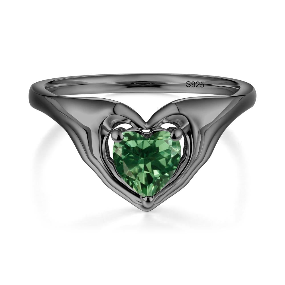 Green Sapphire Claddagh Promise Ring - LUO Jewelry #metal_black finish sterling silver