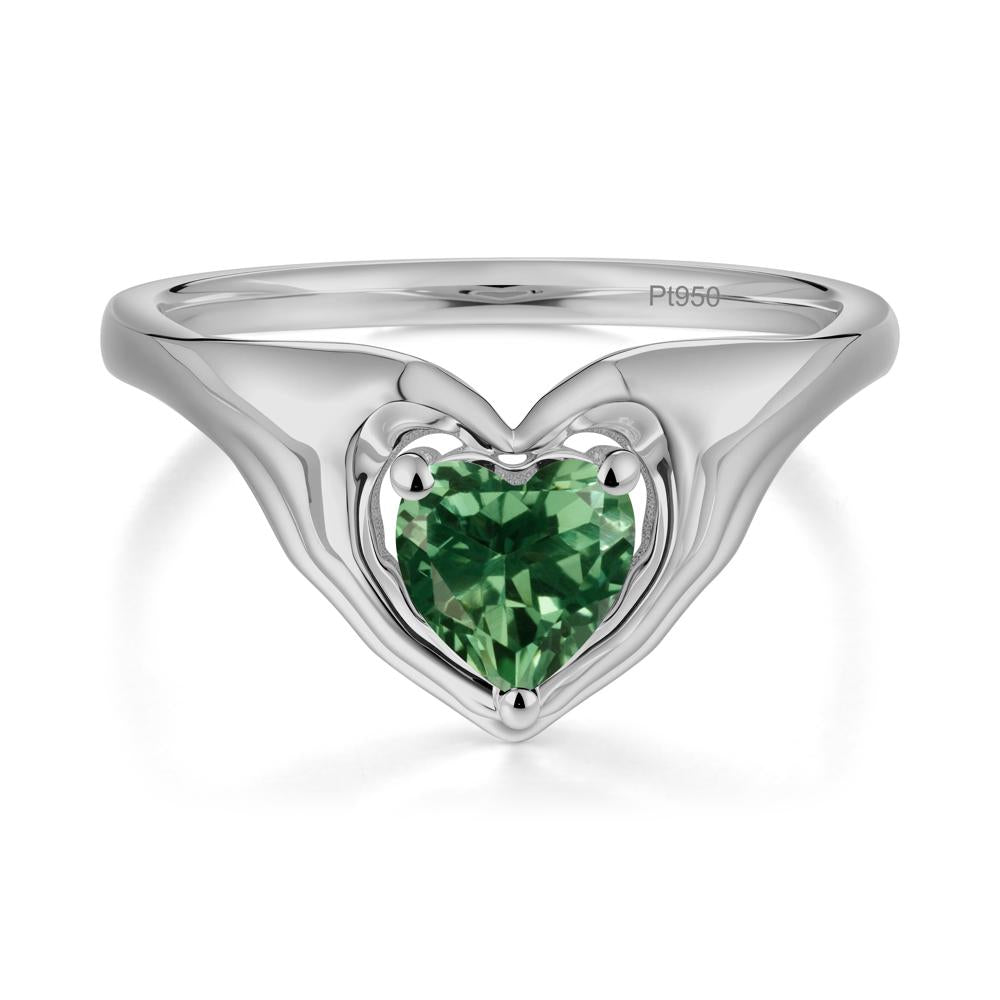 Green Sapphire Claddagh Promise Ring - LUO Jewelry #metal_platinum