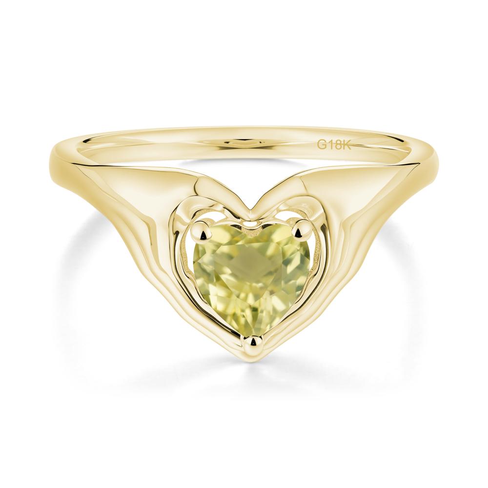 Heart Shapped Lemon Quartz Claddagh Ring - LUO Jewelry #metal_18k yellow gold