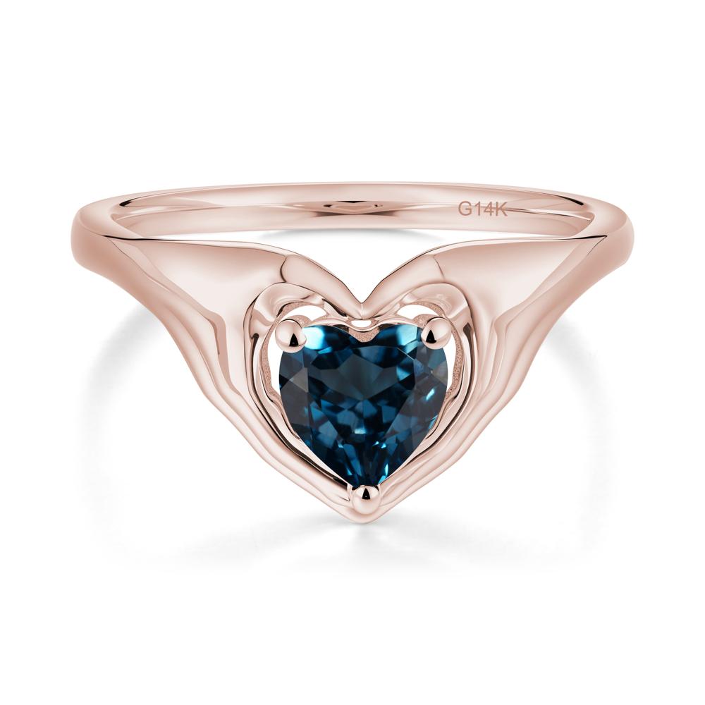 London Blue Topaz Claddagh Promise Ring - LUO Jewelry #metal_14k rose gold