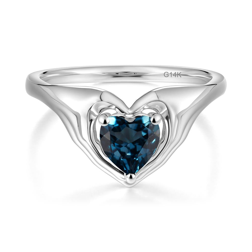 London Blue Topaz Claddagh Promise Ring - LUO Jewelry #metal_14k white gold