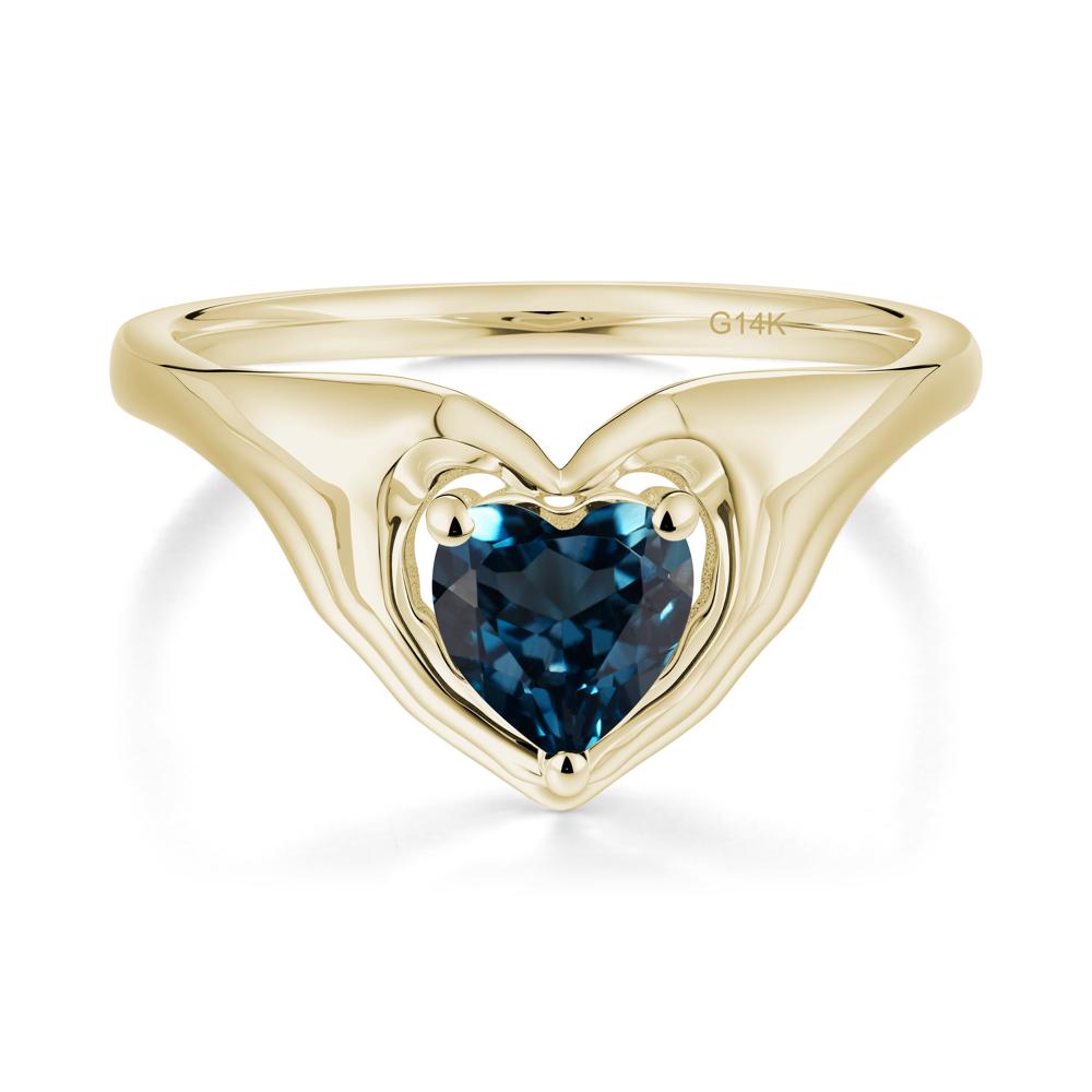 London Blue Topaz Claddagh Promise Ring - LUO Jewelry #metal_14k yellow gold