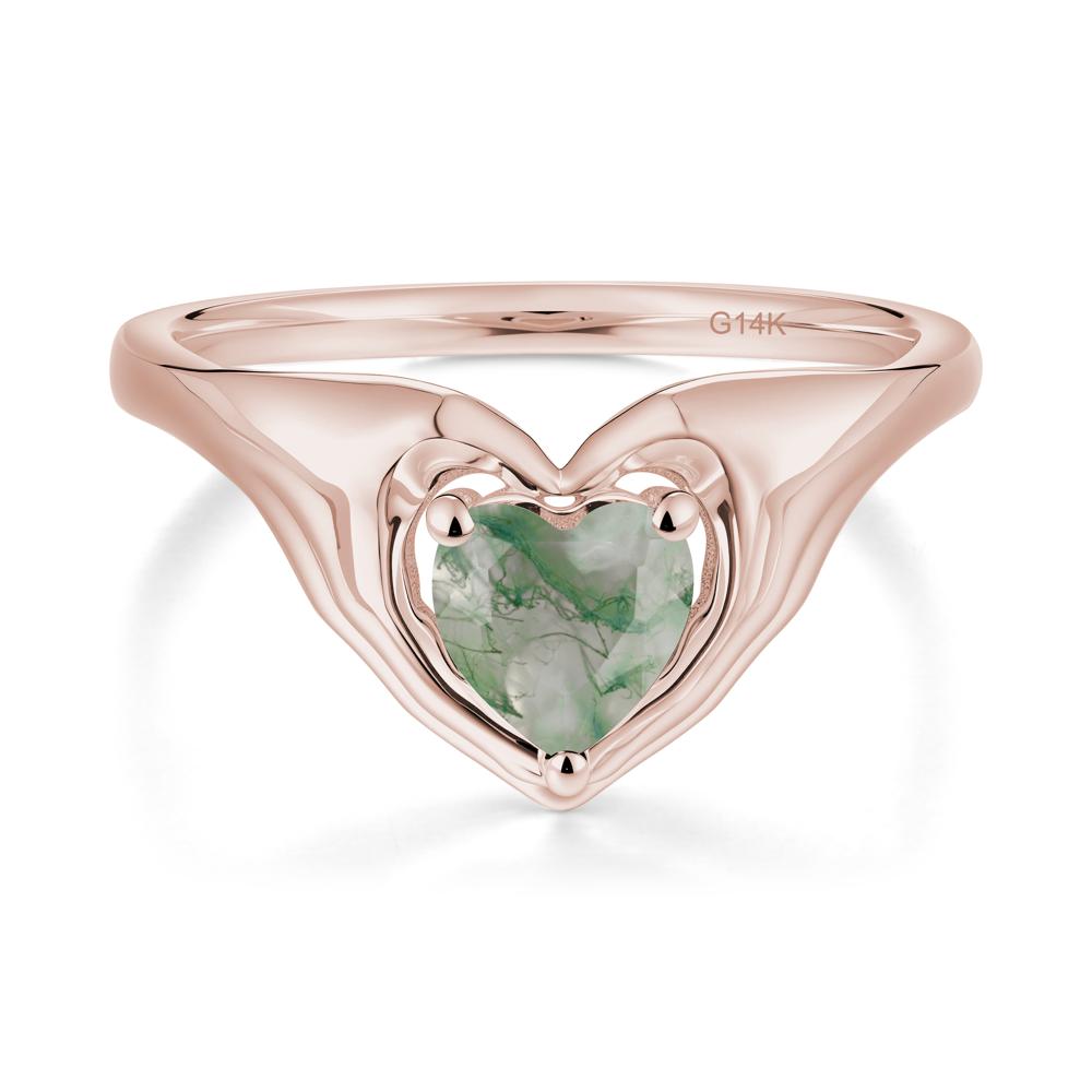 Moss Agate Claddagh Promise Ring - LUO Jewelry #metal_14k rose gold
