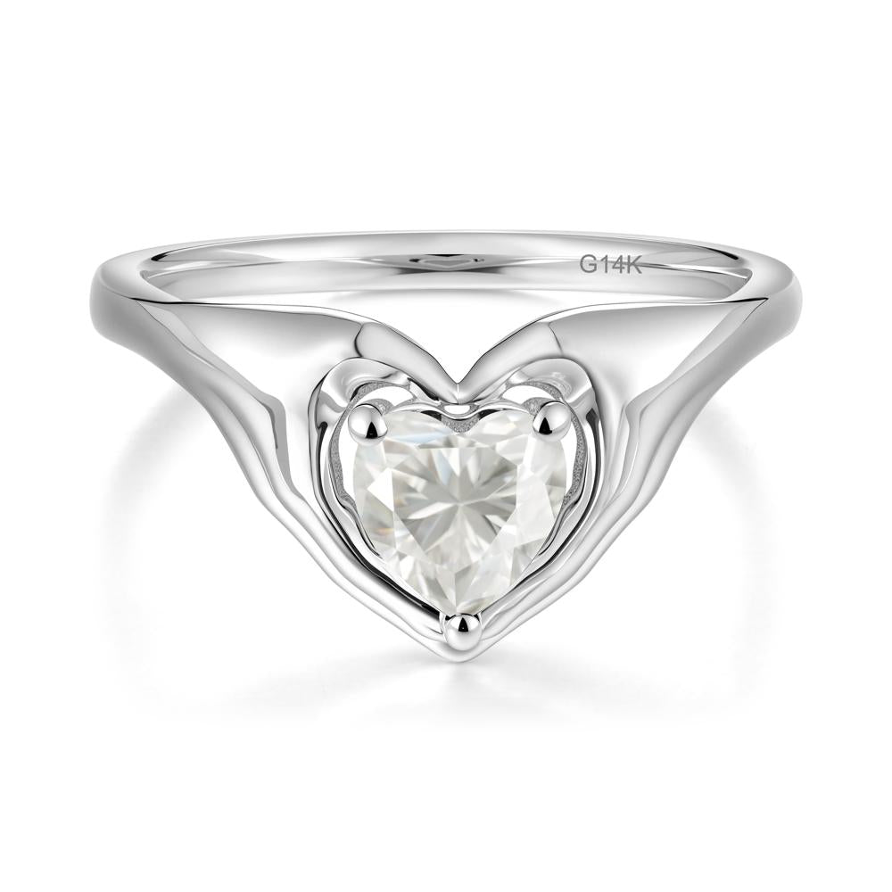 Moissanite Claddagh Promise Ring - LUO Jewelry #metal_14k white gold