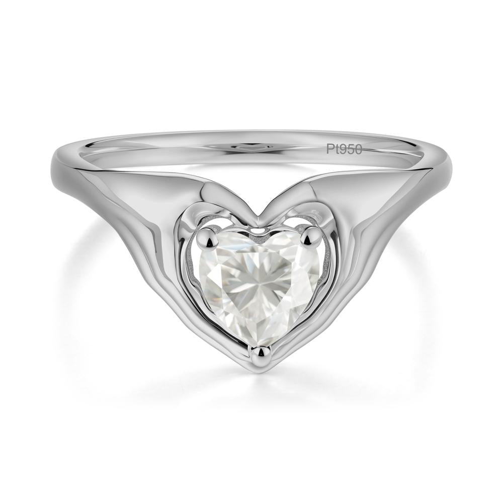 Moissanite Claddagh Promise Ring - LUO Jewelry #metal_platinum
