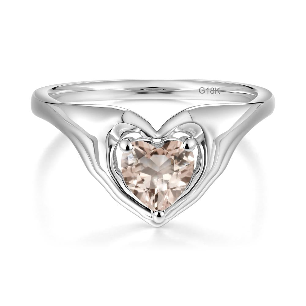 Morganite Claddagh Promise Ring - LUO Jewelry #metal_18k white gold